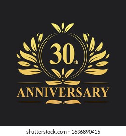 30th Anniversary Design Luxurious Golden Color Stock Vector (Royalty ...