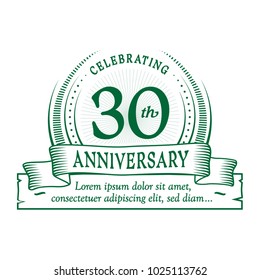 30th anniversary design template. Vector and illustration.