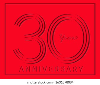 30th Anniversary with elegant red color , anniversary template design for web ,Creative poster, booklet, leaflet, flyer, magazine, invitation card