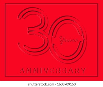 30th Anniversary with elegant red stripe motif, anniversary template design for web ,Creative poster, booklet, leaflet, flyer, magazine, invitation card