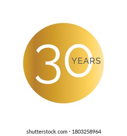 30th Anniversary gold banner template, thirtieth jubilee labels, business birthday logo, vector illustration