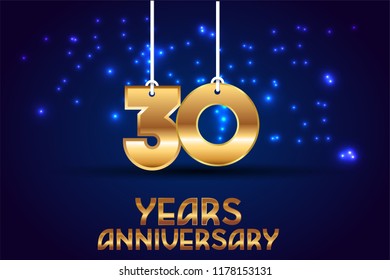 30th Anniversary gold numbers. background for anniversary