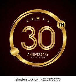 30th anniversary logo design concept with golden ring. Logo Vector Template