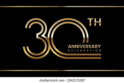 30th anniversary logo design with double line concept. Logo Vector Illustration