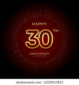 30th  anniversary logo design with a double line concept in gold color, logo vector template illustration
