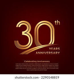 30. Jubiläum Logo mit doppeltem Design, Goldene Zahl für Jubiläumsfeier. Logo-Vektor-Vorlage