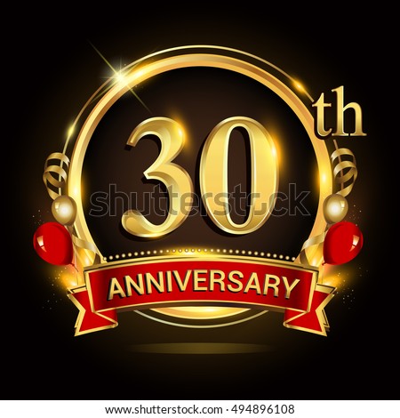 30th Anniversary Logo Golden Ringballoons Red Stock Vector (Royalty ...