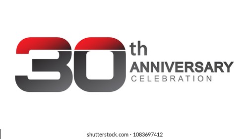 30th anniversary logo red and black design simple isolated on white background for anniversary celebration.
