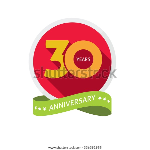 30周年記念のロゴテンプレート 影番号3 30年のアイコン 30歳の誕生日パーティーの シンボル 30周年記念 シール リボン バナー ポスター ロゴ エンブレム タグ のベクター画像素材 ロイヤリティフリー