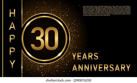 Plantilla de logo del 30 aniversario Diseño vectorial celebración de cumpleaños, emblema del aniversario de oro con anillo. Diseño de folletos, folletos, revistas, folletos, afiches, web, invitación o tarjeta de saludo.