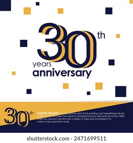 30th Anniversary logotype with blue and orange color design template. Vector illustration