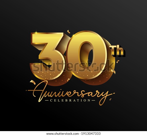 30th Anniversary Logotype Gold Confetti Isolated Stock Vector (Royalty ...