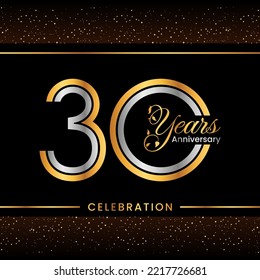 30th Anniversary Logotype. Golden Anniversary template design for celebration event, invitation card, greeting card, flyer, banner, poster, double line logo, vector illustration