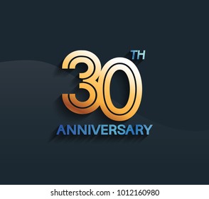 30th  anniversary logotype with multiple line golden color isolated on dark blue background for celebration