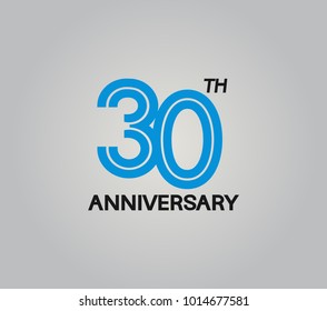 30th anniversary logotype with multiple line style blue color isolated on white background for celebration