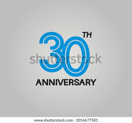 30th anniversary logotype with multiple line style blue color isolated on white background for celebration