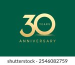 30th Anniversary luxury gold celebration with number 0 on podium shape logo typography vector design concept. Thirty years anniversary gold for celebration event, business company, invitation, card.