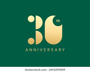 30th Anniversary luxury gold celebration with geometric shapes logo vector design concept. Thirty years anniversary gold number template for celebration event, business company, invitation, greeting.