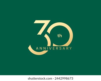 30th Anniversary luxury gold celebration with number Overlapping logo typography vector design twisted infinity concept. Thirty years anniversary gold number template for celebration event, business.