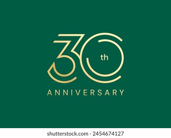 30th Anniversary luxury gold celebration with double lines Analysis logo typography vector design concept. Thirty Years anniversary gold logo template for celebration event, invitation, business, web.