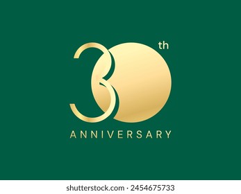 30th Anniversary luxury gold celebration with Number 3 Drop Shadow logo typography vector design concept. Thirty Years anniversary gold logo template for celebration event, business company, card, web