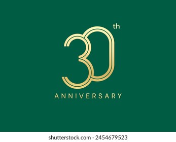 30th Anniversary luxury gold celebration with lines in shapes number logo typography vector design concept. Thirty Years anniversary gold logo template for celebration event, business company, card.