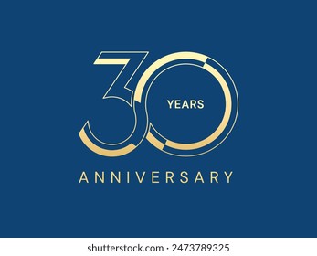 30th Anniversary luxury gold celebration with Connected number style logo vector design twisted infinity concept. Thirty years anniversary gold template for celebration event, business, greeting, web.