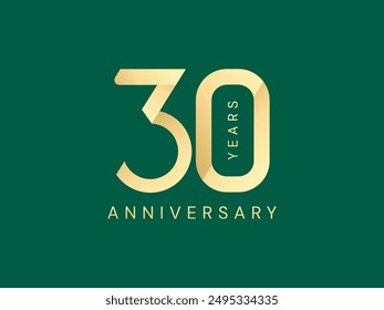 30th Anniversary luxury gold celebration with overlapping layer shapes numbers logo vector design concept. Thirty Years anniversary gold template for celebration event, business, greeting, invitation.