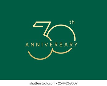 30th Anniversary luxury gold celebration with text overlapping in numbers logo typography vector design twisted infinity concept. Thirty Years anniversary gold template for celebration event, card.