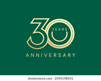 30th Anniversary luxury gold celebration with overlapping numbers logo typography vector design twisted infinity concept. Thirty Years anniversary gold template for celebration event, invitation, card