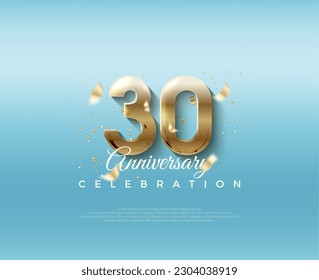 30th anniversary number. With elegant and luxurious 3d numbers. Premium vector background for greeting and celebration.