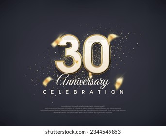 Número del 30 aniversario con números elegantes. diseño vectorial premium de lujo. Vector premium para afiches, banner, saludo de celebración.