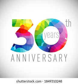 30th anniversary numbers. 30 years old logotype. Bright congrats. Isolated abstract graphic design template. Creative 3, 0 sign. 3D digits. Up to 30%, -30% percent off discount. Congratulation concept