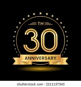 30 Aniversario, diseño perfecto de plantillas para la celebración del aniversario con color oro para folletos, folletos, revistas, afiche de folletos, web, invitación o tarjeta de saludo. Plantilla de vector