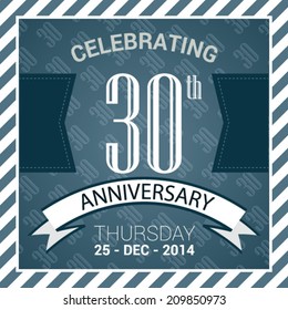 30th Anniversary poster / template design in retro style - Vector Background