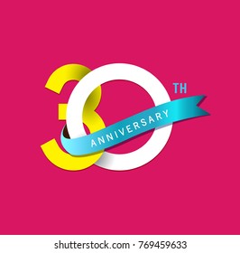30th Anniversary Simple Emblems Template Design Stock Vector (Royalty ...