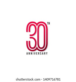 30th anniversary vector template. Design for celebration, greeting cards or print.