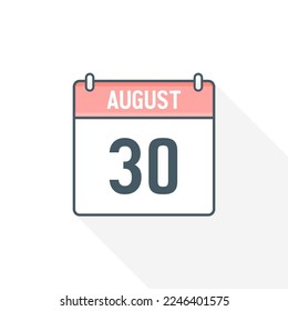 icono del calendario 30 de agosto. 30 de agosto calendario Fecha Mes Icono Ilustrador vectorial