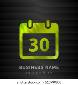 30th Calendar Lime Green and Black silk fashion premium icon / Logo