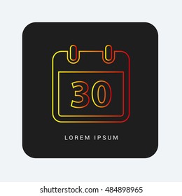 30th Calendar Red & Orange gradient attractive line thin icon / logo design