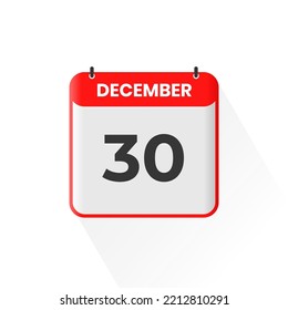 30th December calendar icon. December 30 calendar Date Month icon vector illustrator