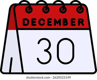30th of December Line vector Icon Design