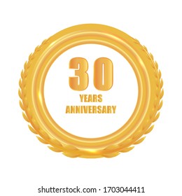 30th Gold Anniversary Celebration Logo Golden Stock Vector (Royalty ...