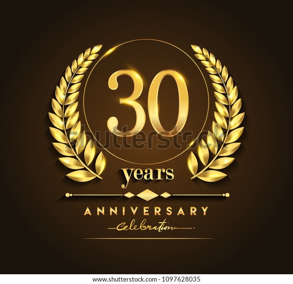 30th Gold Anniversary Celebration Logo Golden Stock Vector (Royalty ...