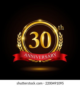 30th Golden Anniversary Template Design Shiny Stock Vector (Royalty ...