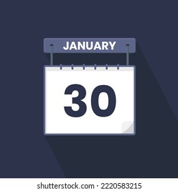 30th January calendar icon. January 30 calendar Date Month icon vector illustrator
