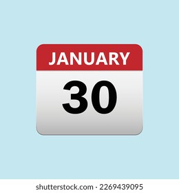 30th January calendar icon. January 30 calendar Date Month icon