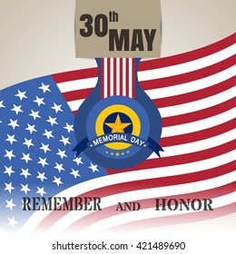 30th may - Memorial Day flat vector illustration. Remember and Honor 30th May vector.