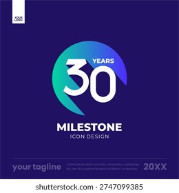 30th milestone icon design circle logo mark social media template