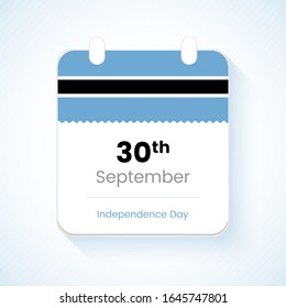 30 de setiembre, Día de la Independencia de Botsuana. Ilustración vectorial del moderno calendario del día de la independencia del país.